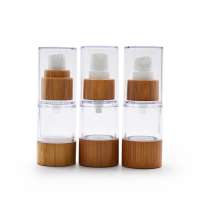 Natural bamboo airless bottle 20ml 30ml 50ml 80ml 100ml 120ml ABS plastic clear body