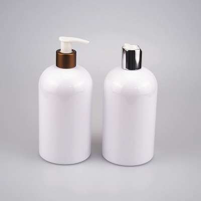 500ML boston round white body lotion plastic bottle