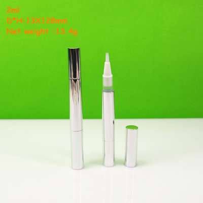 2ml shinny silver cosmetic nail polish brush tube