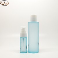 Round blue PET plastic toner bottle containers