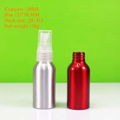 Cosmetic Natural Silver 30ml Aluminum Bottles