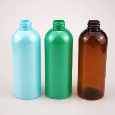 8.5oz boston round amber blue plastic bottle