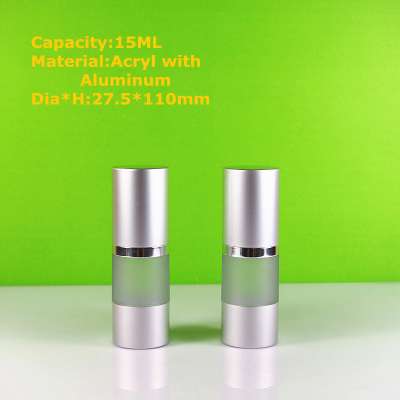 15ml matt aluminum cosmetic serum bottle with airless pump dispenser